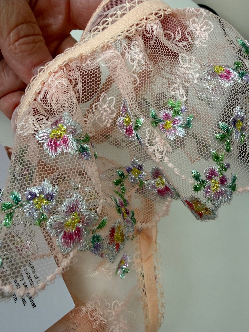 For Love and Lemons 🍋 Lacy Bra Bralette Embroidered Floral Lace Peach L NWT - Picture 10 of 10